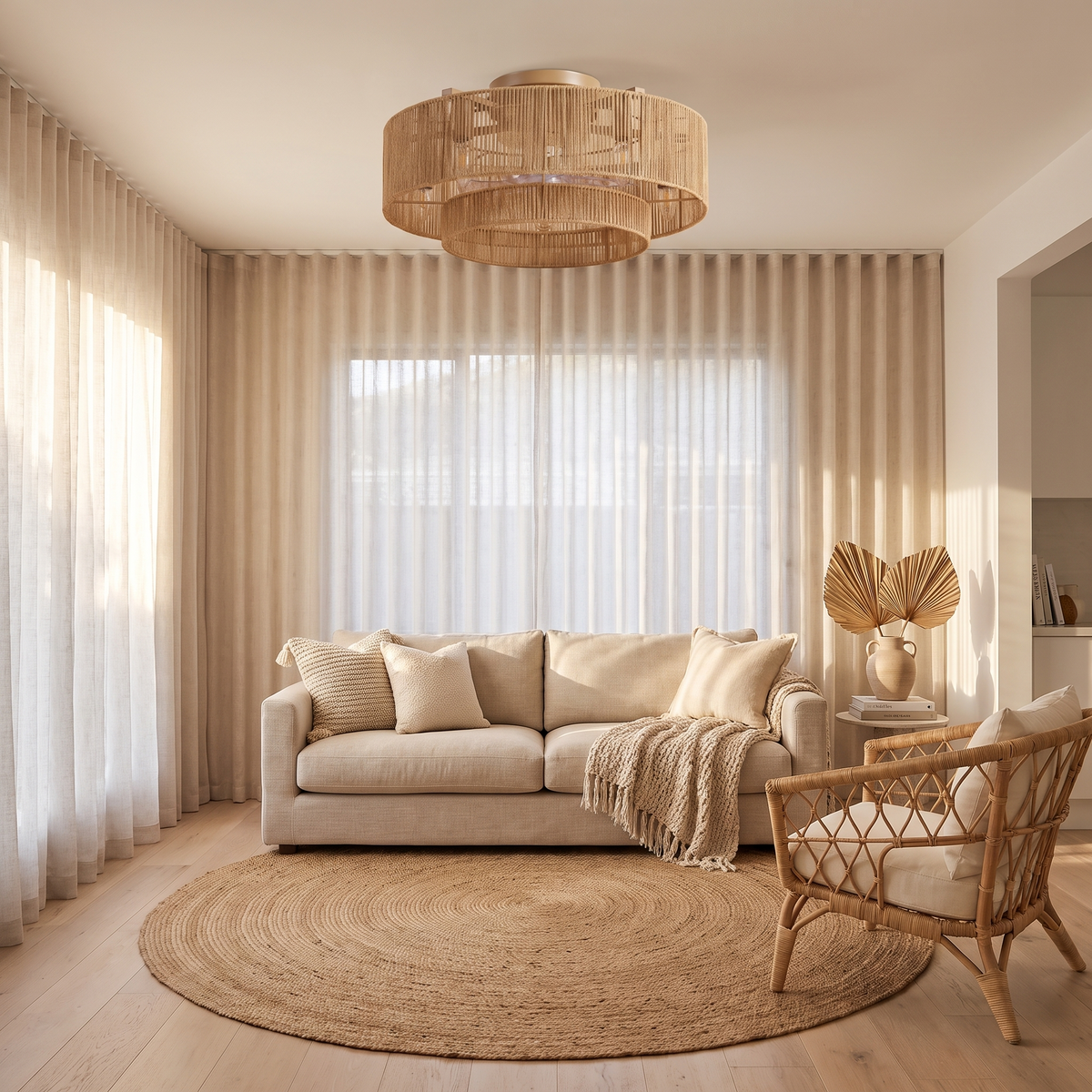 Coil | Braided rope ceiling fan with light 50 cm