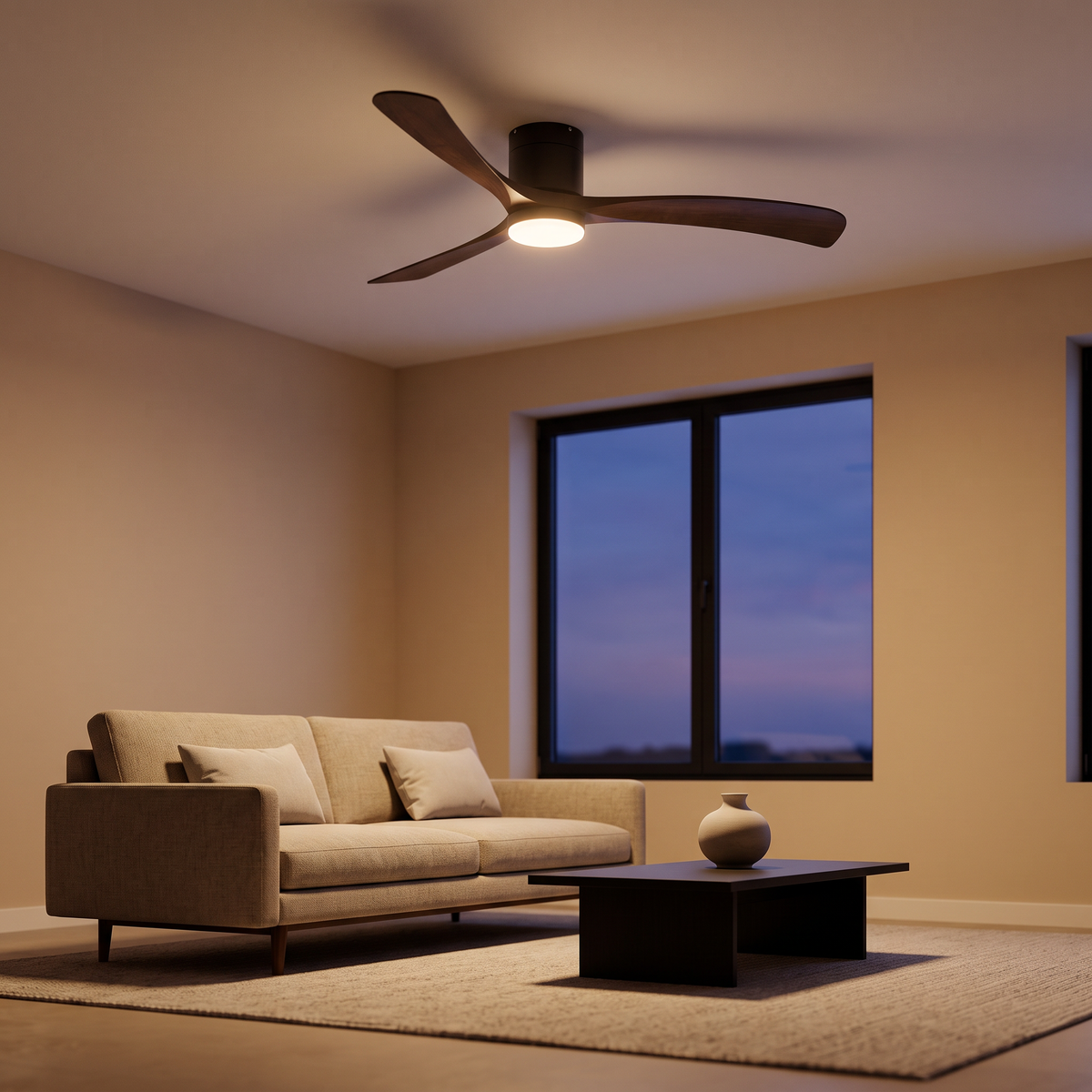 Glide | Low profile DC ceiling fan with light