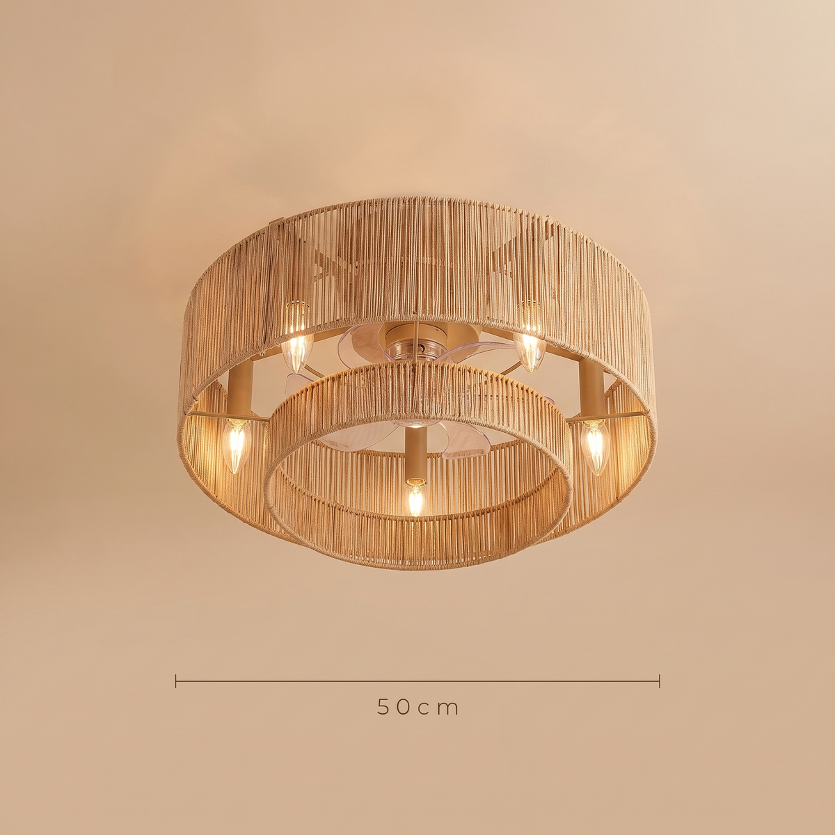 Coil | Braided rope ceiling fan with light 50 cm