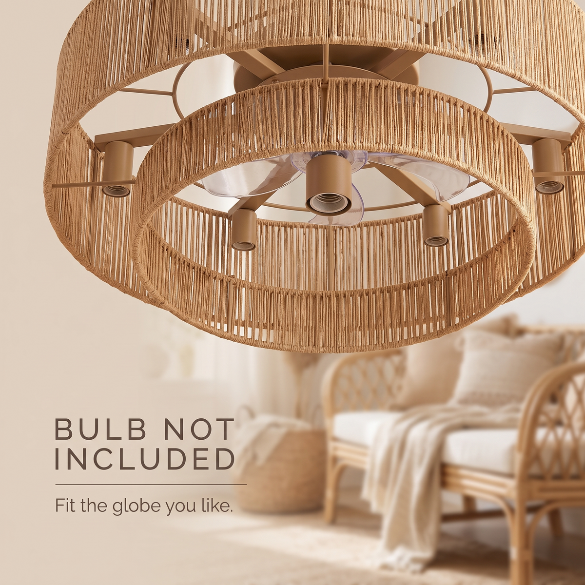 Coil | Braided rope ceiling fan with light 50 cm