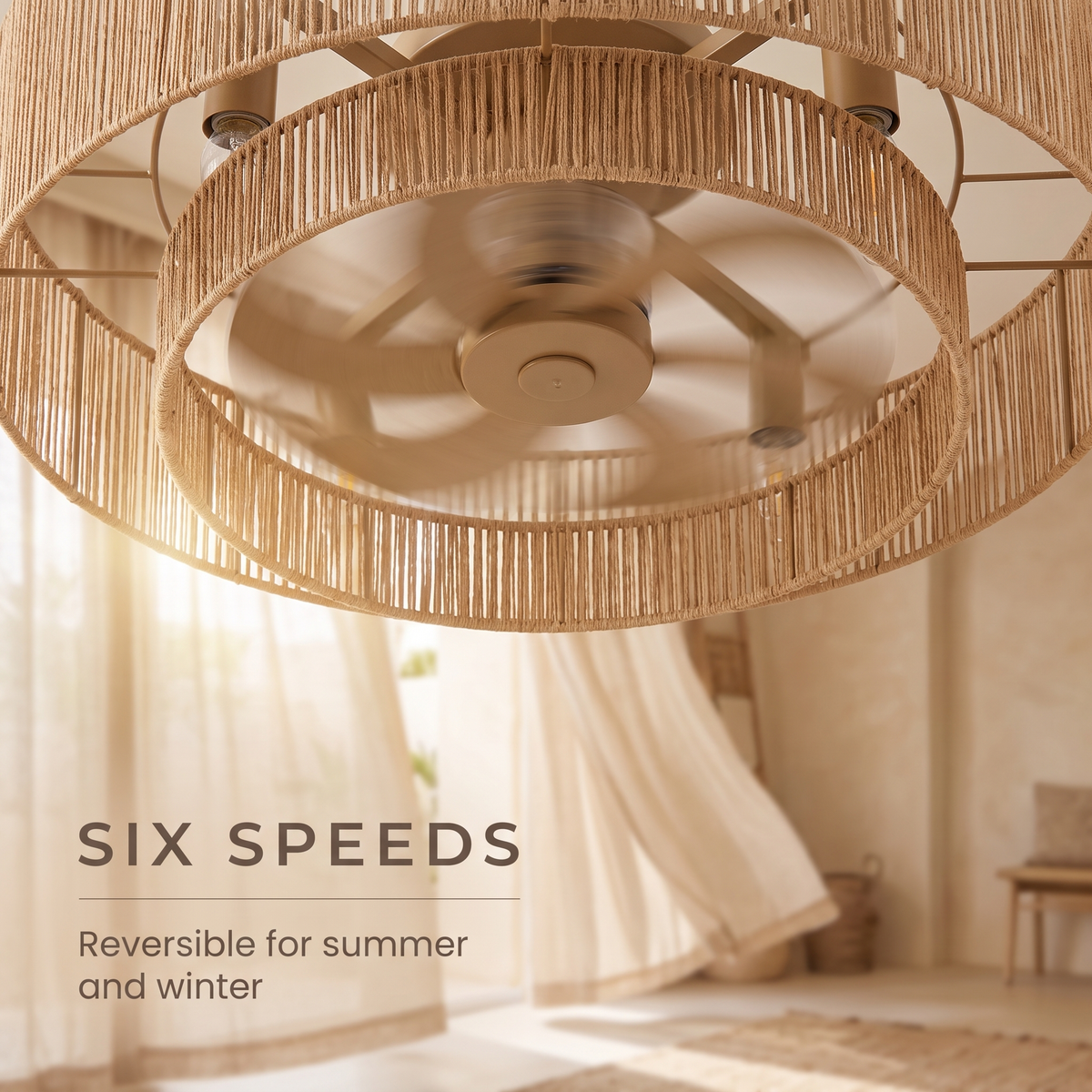 Coil | Braided rope ceiling fan with light 50 cm