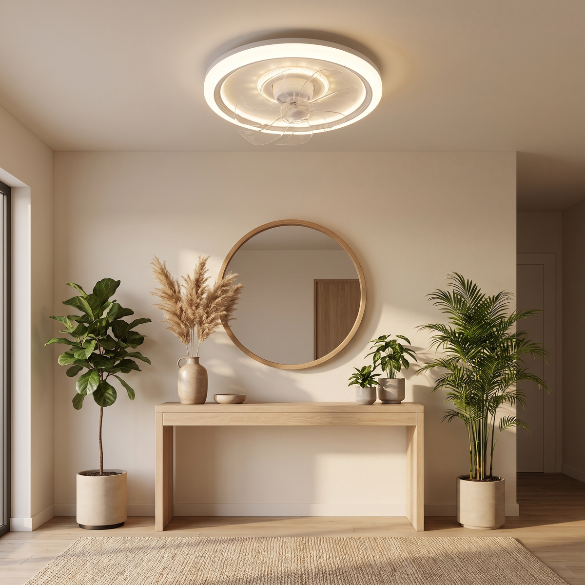 Halo | Flush mount ceiling fan with light 48 cm