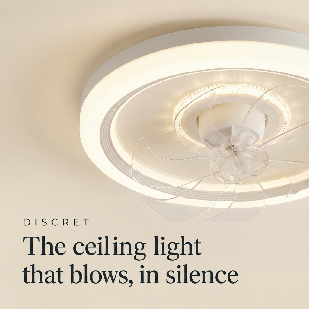 Halo | Flush mount ceiling fan with light 48 cm