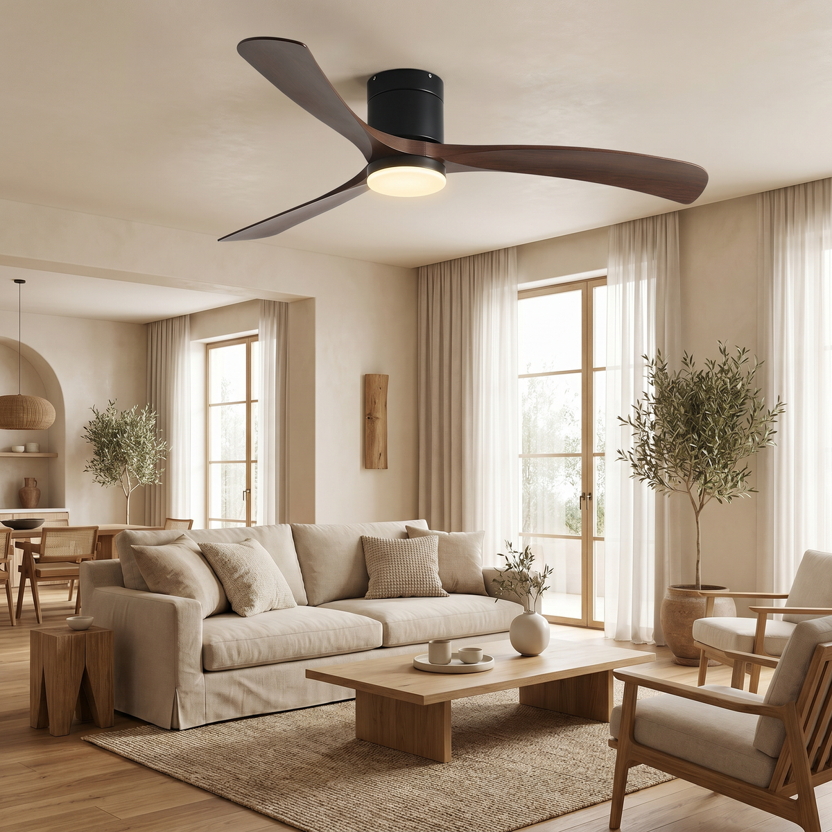 Glide | Low profile DC ceiling fan with light