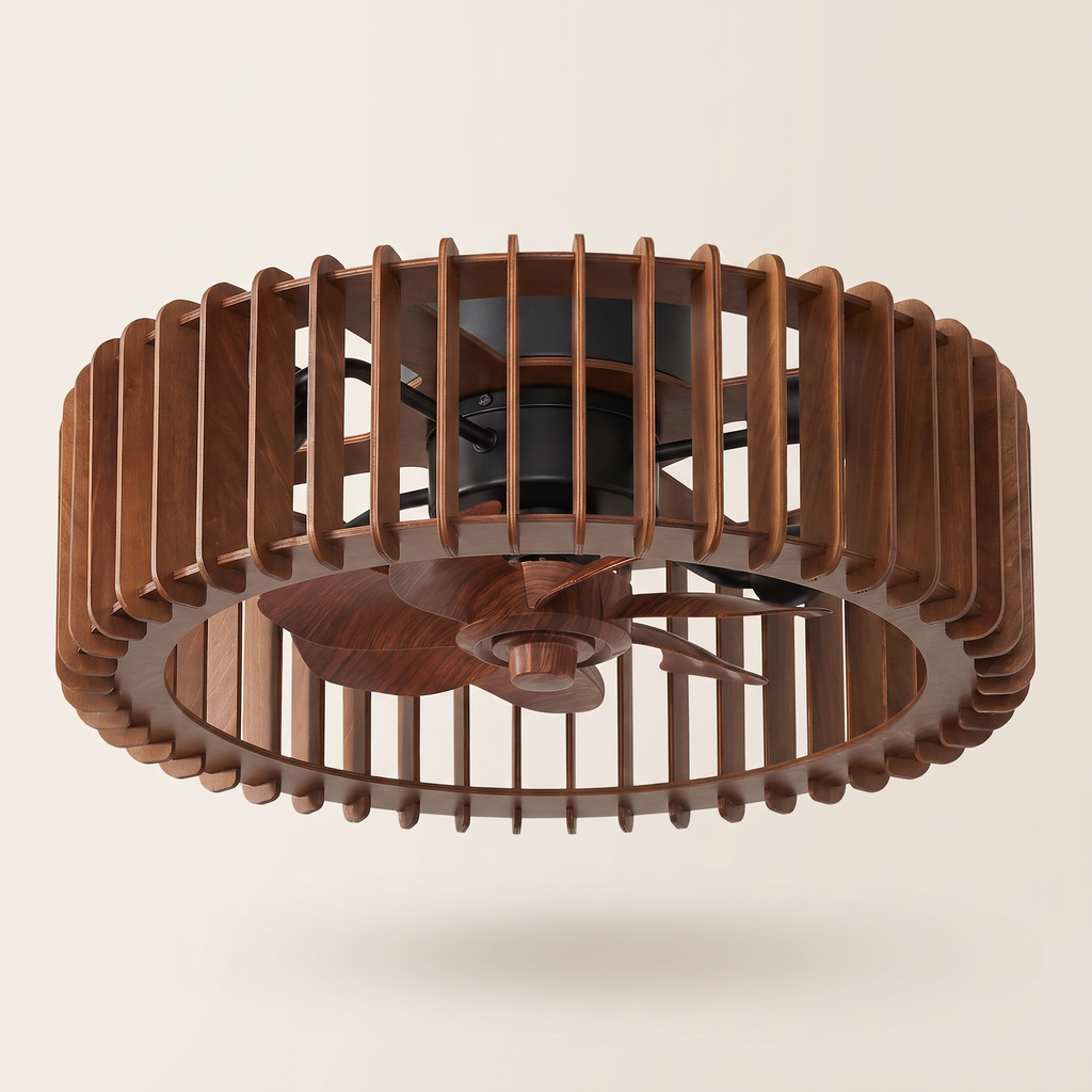 Grain | Timber slat ceiling fan with light 50 cm