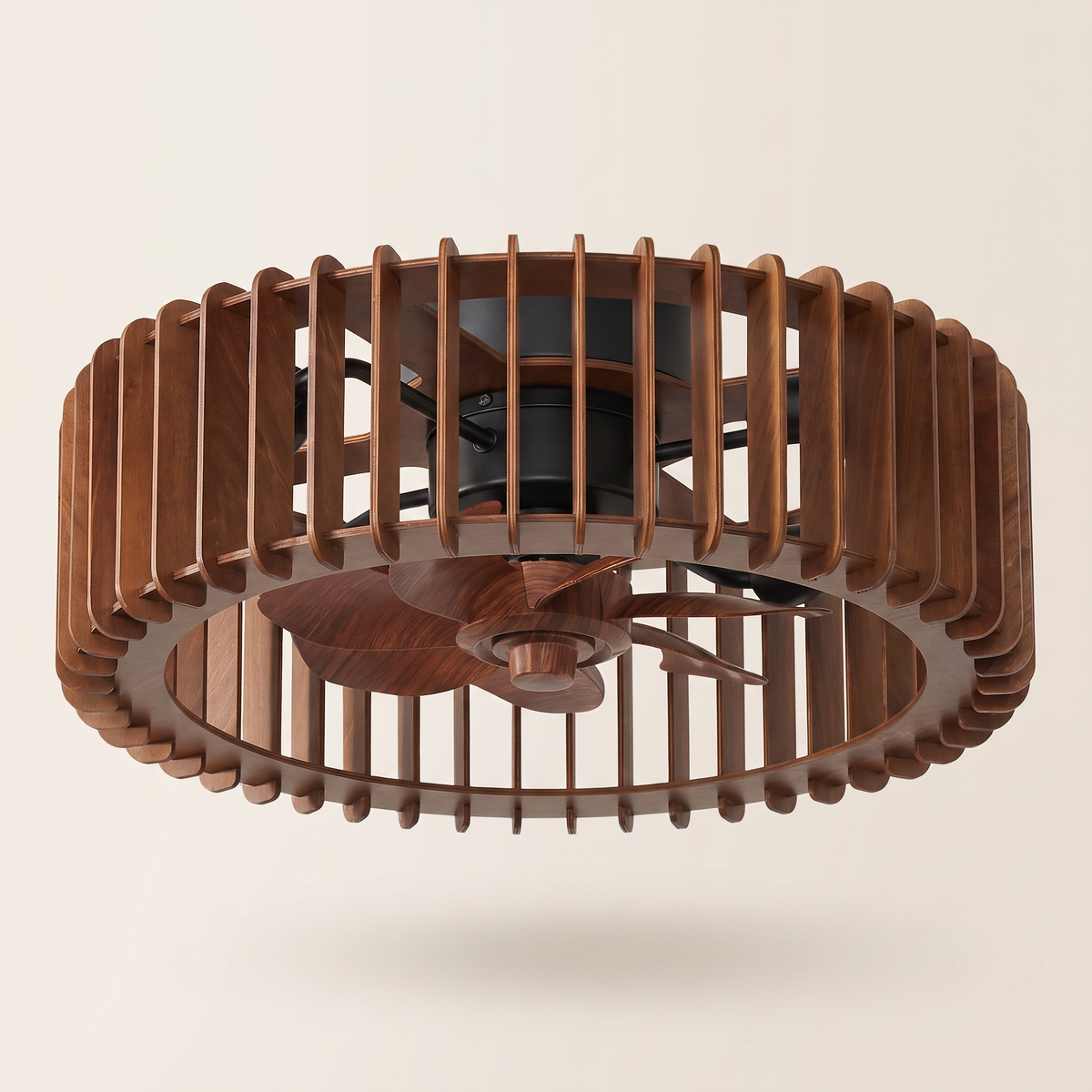 Grain | Timber slat ceiling fan with light 50 cm